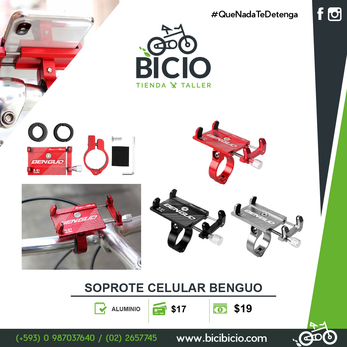 Soporte para teléfono de bicicleta, bicicleta Ecuador