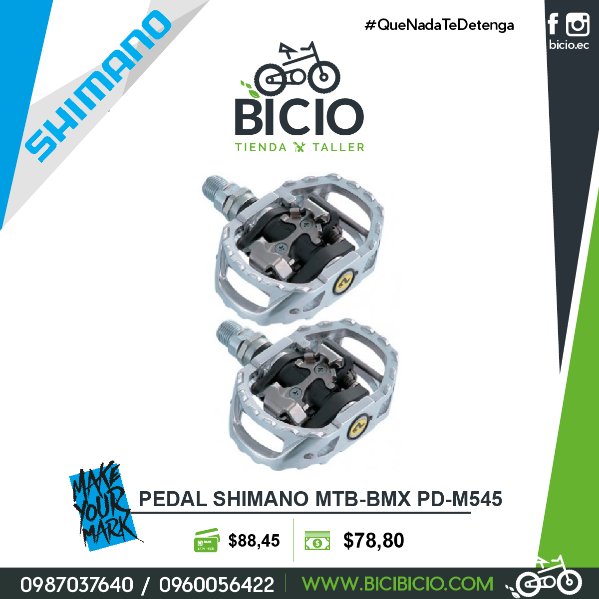 Pedales Shimano MTB-BMX PD-M545 - Bicio tienda - taller de bicicletas