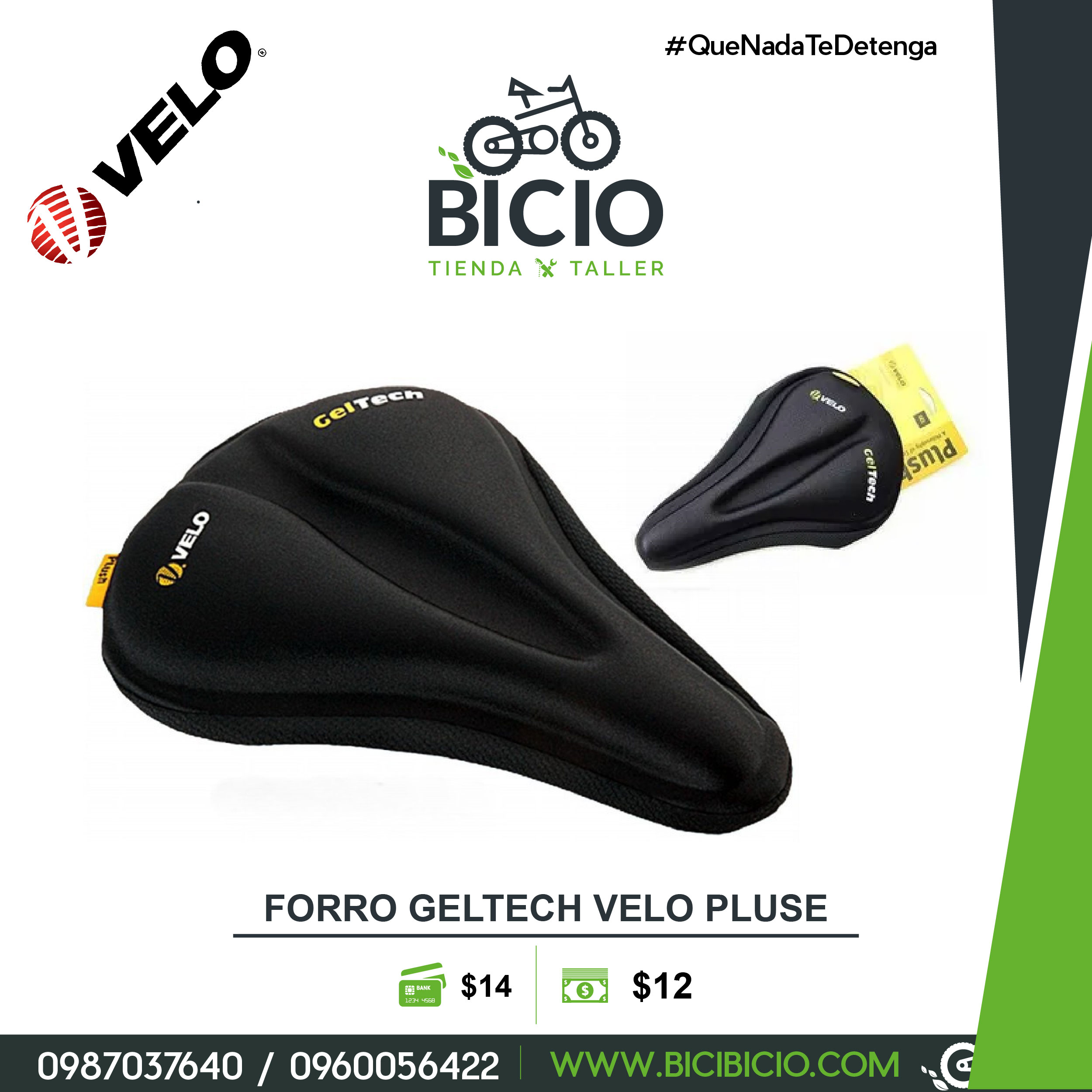 Funda Sillín bicicleta VELO VLC032 175x290mm. Unisex, prostática. GEL Tech.  Color negro VLC032