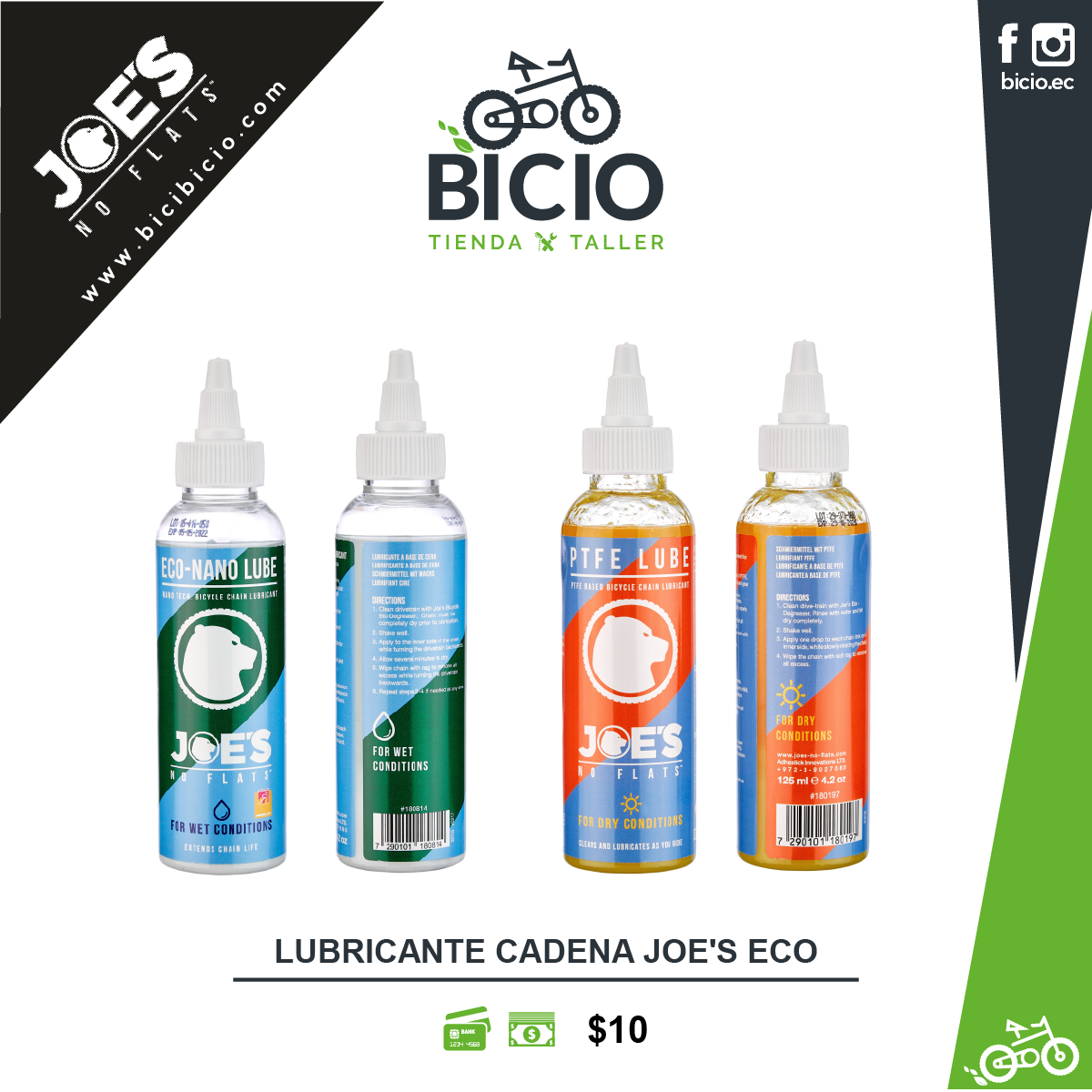 Lubricante cadena JOE'S ECO - Bicio tienda - taller de bicicletas