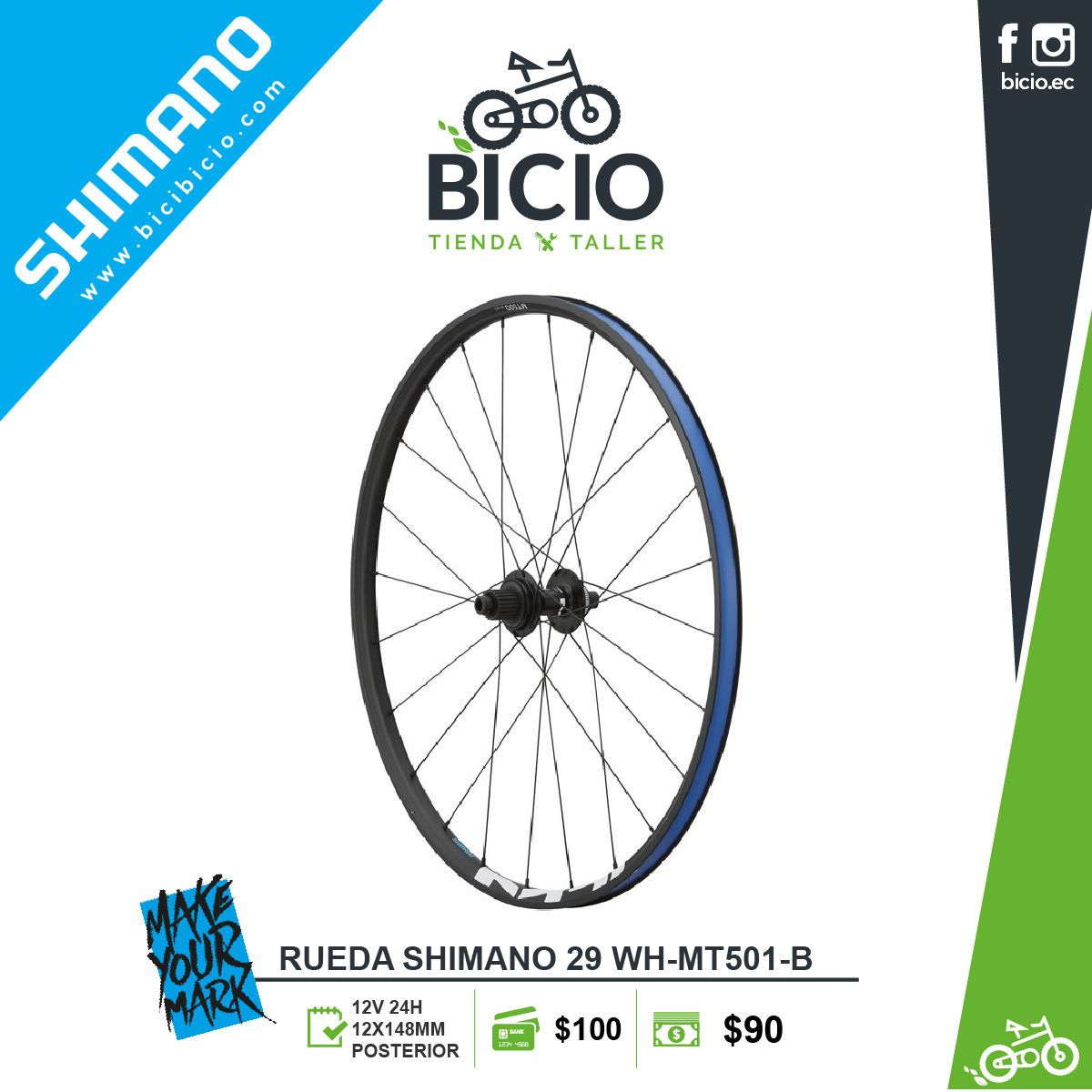 hazlo plano tarifa Corroer Rueda SHIMANO 29" MT501 Posterior - Bicio tienda - taller de bicicletas