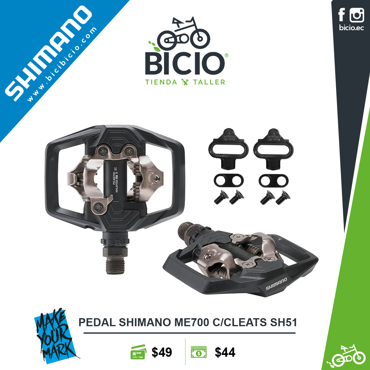 Pedales Shimano PD-ME700 - Bicio tienda - taller de bicicletas