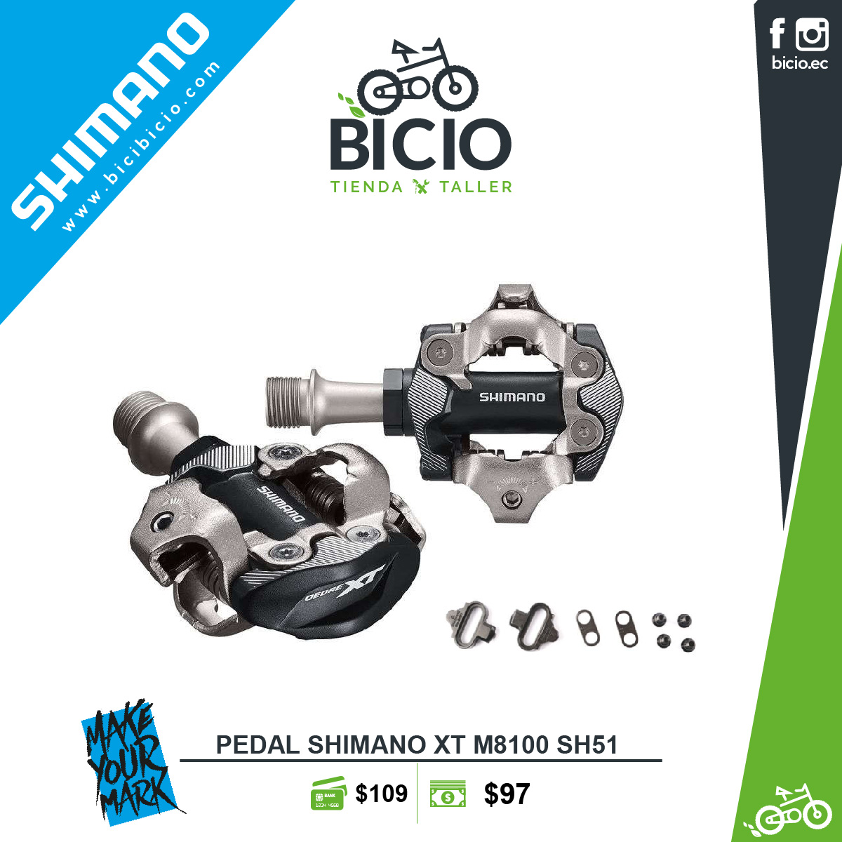 Pedales Shimano Deore XT M8100 - Bicio tienda - taller de bicicletas