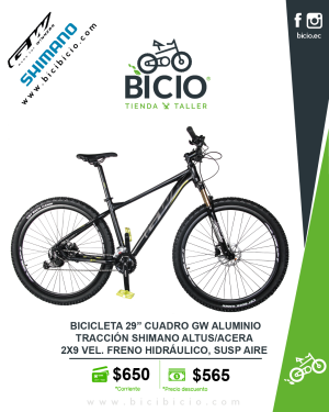 Bicicleta GW 29" Shimano Altus/Acera 2x9 vel.