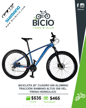 Bicicleta GW 29" Shimano Altus 3x8 vel.