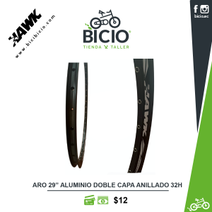 Aro aluminio anillado 29" 32h HAWK