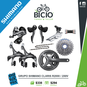 Grupo de transmisión Shimano R2000 Claris 2×8vel.