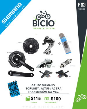 Grupo de transmisión Shimano Altus 3×8 Vel.