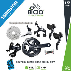 Grupo de transmisión Shimano R3000 Sora 2×9vel.