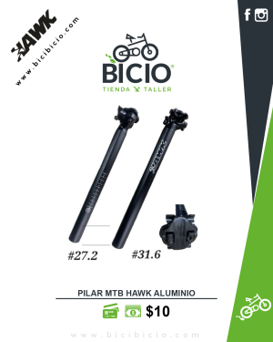 Tija de Asiento Aluminio – Hawk / Zoom (varias medidas)